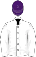White, purple cap