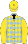 Yellow, light blue diamonds on body