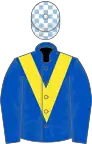 Royal blue, yellow chevron, light blue and white check cap