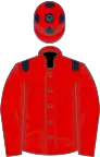 Red, dark blue epaulettes, dark blue spots on cap