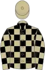 Beige and black check, beige cap