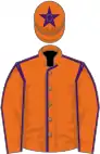 Orange, purple seams and star on cap