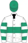 White, emerald green hoop and cap, hooped sleeves