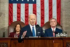 U.S. President Joe Biden in the House chamber delivering the 2023 State of the Union Address