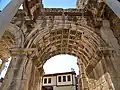 Hadrian's Gate Arch detail, Built after Hadrian visited Antalya in 130 AD. Last remaining gate in the old walled town and harbour.