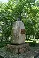 The statue on the pedestal