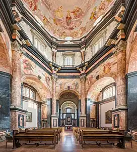 Interior of the Church of the Visitation in the Pažaislis Monastery in Kaunas, designed by Pietro Puttini, Carlo Puttini and Giovanni Battista Frediani and completed in 1690