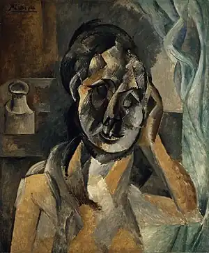 1910, Woman with Mustard Pot (La Femme au pot de moutarde), oil on canvas, 73 × 60&nbsp;cm (28 x 23 in), Gemeentemuseum, The Hague. Exhibited at the Armory Show, New York, Chicago, Boston 1913