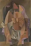 1913, Femme assise dans un fauteuil (Eva), Woman in a Chemise in an Armchair, oil on canvas, 149.9 × 99.4&nbsp;cm (59 x 39 in), Leonard A. Lauder Cubist Collection, Metropolitan Museum of Art