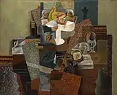 1914–15, Nature morte au compotier (Still Life with Compote and Glass), oil on canvas, 63.5 × 78.7&nbsp;cm (25 × 31 in), Columbus Museum of Art, Ohio