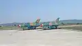 Pair of two MiG-21 LanceR 'B' aircraft at the base.
