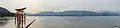 Panorama of the floating torii gate at Itsukushima Shrine.