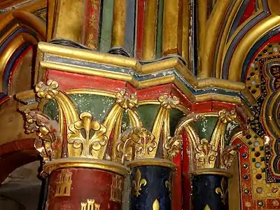 Lower chapel, column capital on reverse of west front