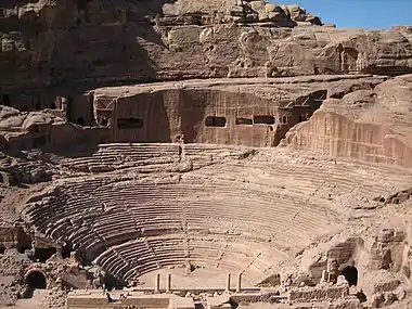 Image 16The "Theatre" at PetraPhoto: Douglas PerkinsPetra is an archaeological site in Jordan, lying in a basin among the mountains which form the eastern flank of Wadi Araba, the great valley running from the Dead Sea to the Gulf of Aqaba. It is famous for having many stone structures carved into the rock.More featured pictures