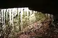 View from Black Mountain Trail, with icicles in the foreground.