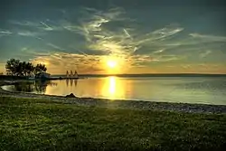 Image 4A view of Lake Neusiedl, which straddles the Austrian–Hungarian border