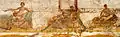 Part of the famous mural showing variants of sexual intercourse. Roman fresco from the Terme Suburbane in Pompeii.