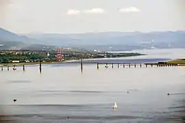 Panoramic view of the North shore, Saint-Laurent river, Île d'Orléans bridge
