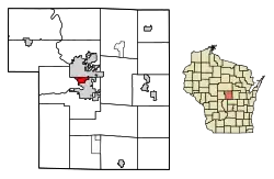 Location of Whiting in Portage County, Wisconsin.