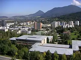 View of the town centre from the Rozkvet residential estate