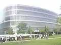 The glass-clad façade of the National Library of Technology.