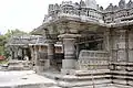 Frontal view of twin temples, Nageshvara (far), Chennakeshava (near) at Mosale