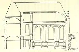Projet non définitif de coupe of the chapel of Meudon. Dessin de Jules Hardouin-Mansart, 1701. AN.