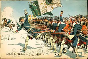The Prussian infantry during the Battle of Mollwitz, 1741