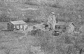 Surface infrastructure of a mine shaft in the start of 20th century.