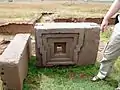 Ornamental stone with I-cramp sockets which suggests that more stones were added to this block
