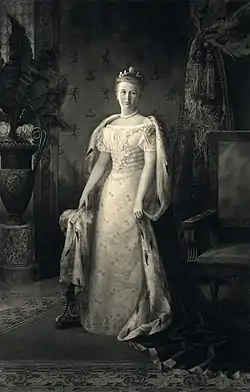 Image 15Wilhelmina of the NetherlandsEngraver: George J. Verbeck, after Thérèse van Duyl SchwarzeRestoration: Lise BroerA 1901 etching of Queen Wilhelmina of the Netherlands, based on an 1898 painting of her in her coronation robe. Having assumed the throne at the age of ten after the death of her father, King William III, Wilhemina ruled for fifty-eight years (1890–1948), longer than any other Dutch monarch. In 1948 she abdicated in favor of her daughter Juliana, thereafter making few public appearances until the country was devastated by the North Sea flood of 1953.More featured pictures