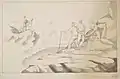 'R.R. Jones shipwrecked on the coast', 1844, drawing, 34 x 48&nbsp;cm, from The Illustrated Life of Richard Robert Jones
