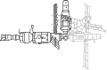 A diagram showing how the arm was used to relocate Kvant-2.