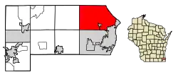 Location of Caledonia in Racine County, Wisconsin.