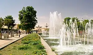 A view along the street connecting the railway station and the Nile