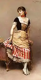Portrait of Aline Masson Leaning on a Sofa