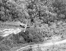 Ranch Hand UC-123 clearing a roadside in central South Vietnam in 1966.