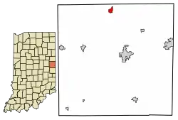 Location of Ridgeville in Randolph County, Indiana.
