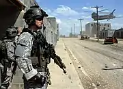 Army Rangers from the 1st Ranger Battalion, conduct a MOUT exercise at Fort Bragg, North Carolina, 21 April 2009