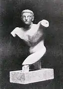 Raymond Duchamp-Villon, 1910–11, Torse de jeune homme (Torso of a young man), terracotta, 60.4&nbsp;cm (23 3/4 in), Armory Show postcard, published 1913. Hirshhorn Museum and Sculpture Garden, Smithsonian Institution, Washington, D.C.