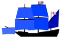 Position of command flags of Rear Admirals flagship of Lord Admirals Squadron English Navy (1596)