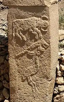 Low relief from the Pre-Pottery Neolithic archaeological site of Göbekli Tepe, believed to represent a bull, a fox, and a crane, c. 9,000 BC