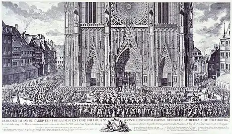 The Arrival of Louis XV at Strasbourg Cathedral, from a drawing by Weis&nbsp;[fr]