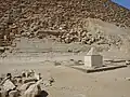 The restored pyramidion of the Red Pyramid at Dashur, on display beside the pyramid