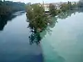 The Arve (right) meets the Rhône in Geneva