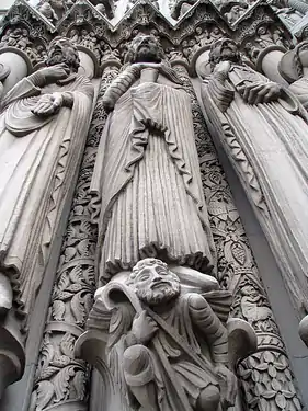 Several sculptures like these adorn the church