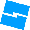 Two blue polygons with a gap in between them.