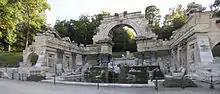 The fake Roman ruins from the gardens of the Schönbrunn Palace (Austria), built in 1778 and based on Giovanni Battista Piranesi's depictions of the Roman Temple of Vespasian and Titus