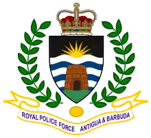 The emblem of the Royal Police Force of Antigua and Barbuda featuring the Crown