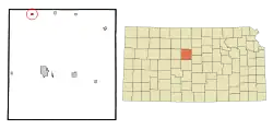 Location within Russell County and Kansas